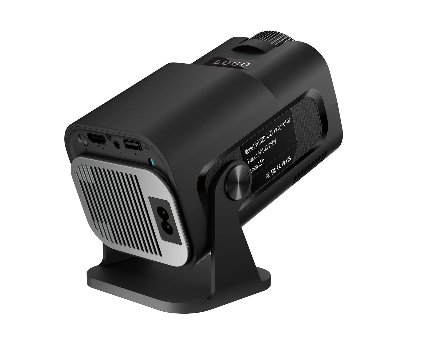 HY320 Mini Newly Native 720P Android 11 4K Projector 300ANSI Wifi6 BT5.0 Cinema Outdoor Portable 180° Rotable Projector