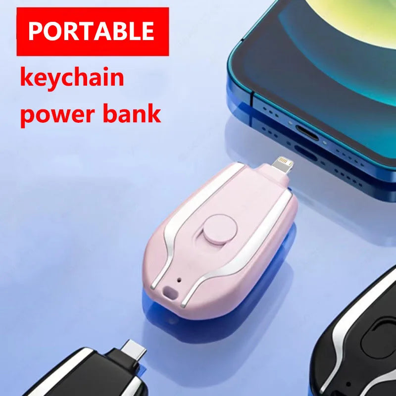 Portable 1500mAh Type C Emergency Charger New Design Keychain Mini Power Bank with 10W Output for Mobile Phones Small Convenient