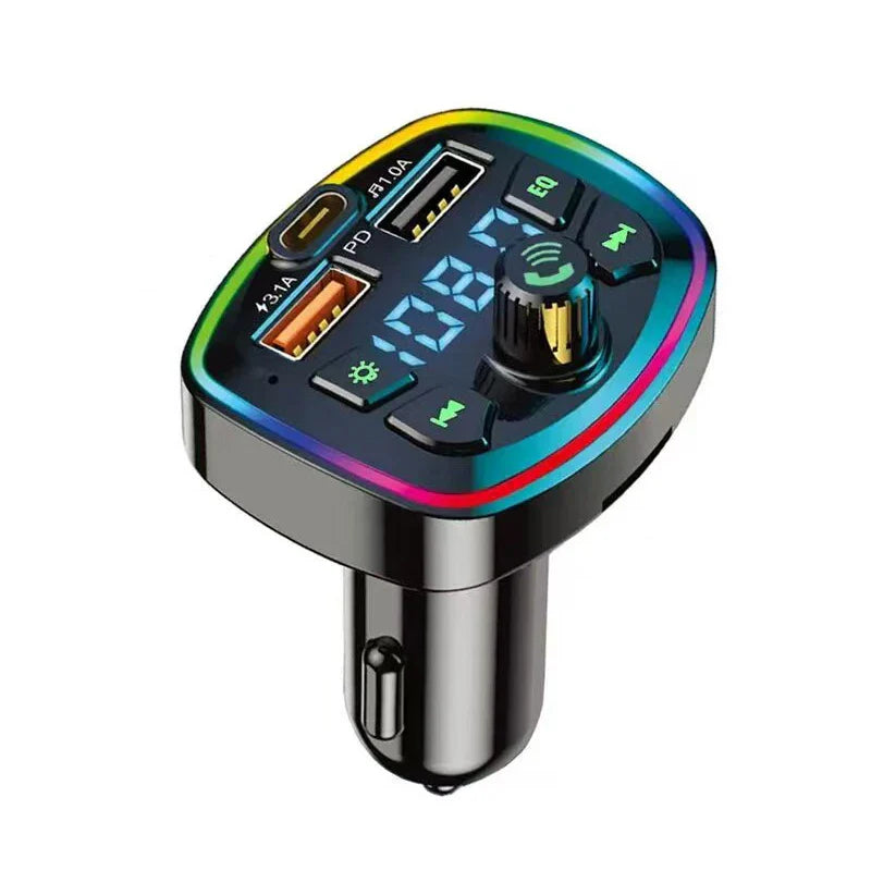 Car Charger FM Transmitter Bluetooth5.0 Hands Free True 3.1A Dual USB Port PD FastCharging MP3 Music TF Card U disk AUX Player