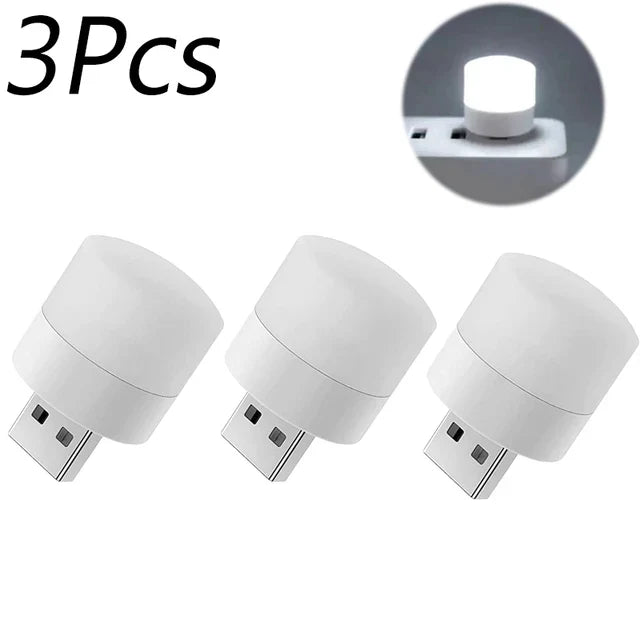 1/10Pcs Mini USB Night Light Warm White Eye Protection Book Reading Light USB Plug Computer Mobile Power Charging LED Night Lamp