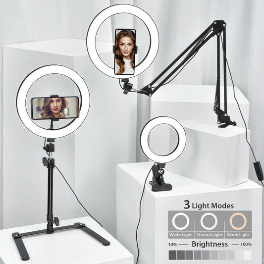 Selfie Ring Light Photography Light LED Lamp With Tripod For Phone Holder Stand Accessories Lamp For Photo Live Video Streaming