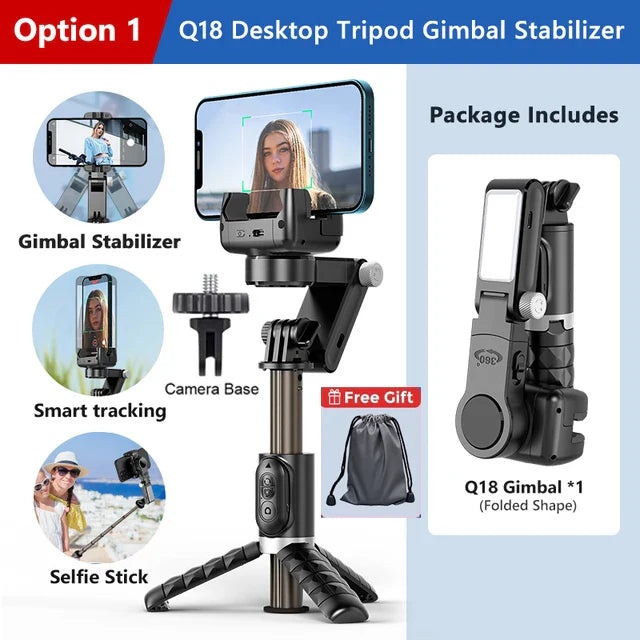 Gimbal Stabilizer Selfie Stick With Tripod Led Light Lamp For Phone Stand Mobile Holder Action Camera Cell Monopod Smartphone