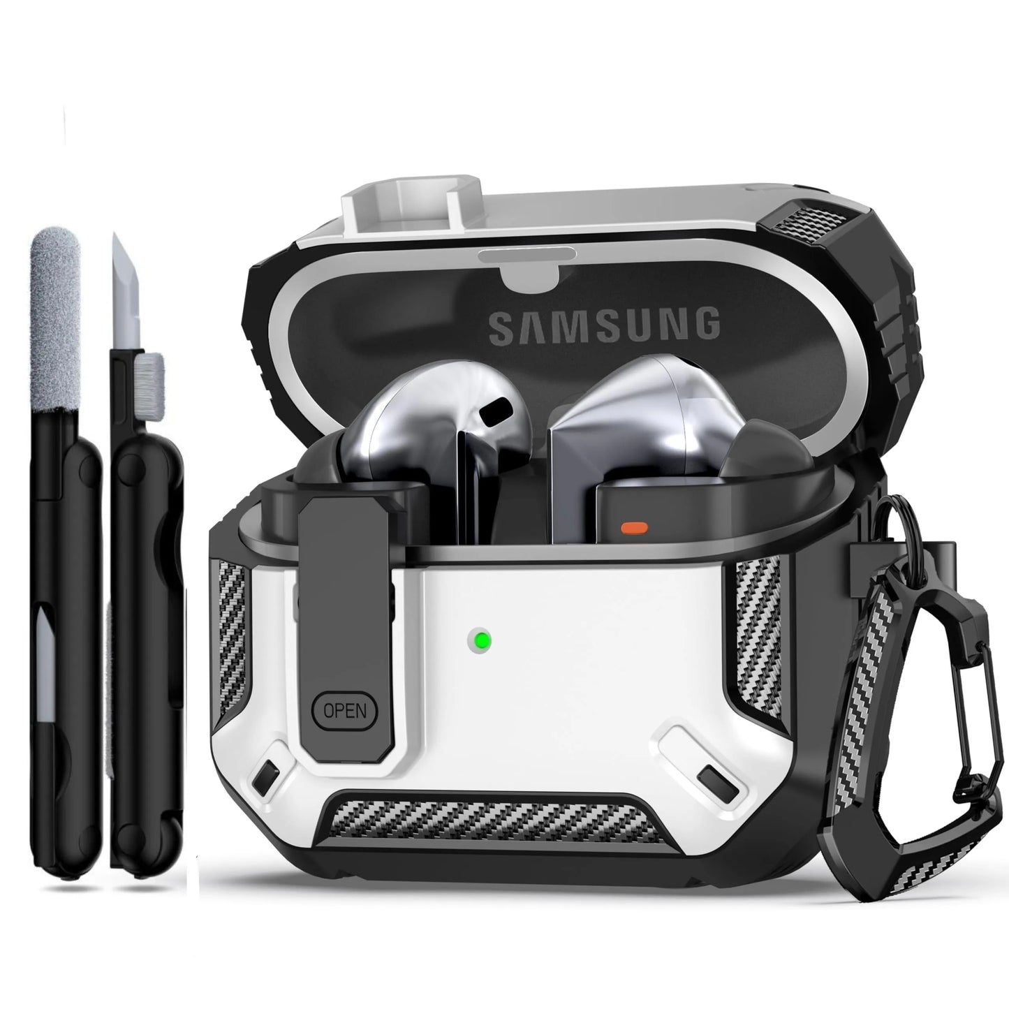 for Samsung Galaxy Buds 3 Pro /Galaxy Buds 3 Carbon Fibre Case with Cleaning kit Security Lock Case for Samsung Galaxy Buds 3Pro