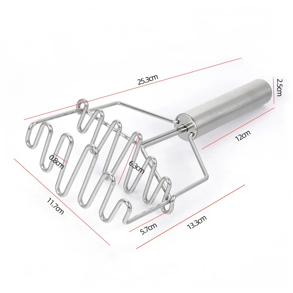 DecorBites™ Double-layer Stainless Steel Potato Masher & Food Crusher for Kitchen Vegetable Fruit