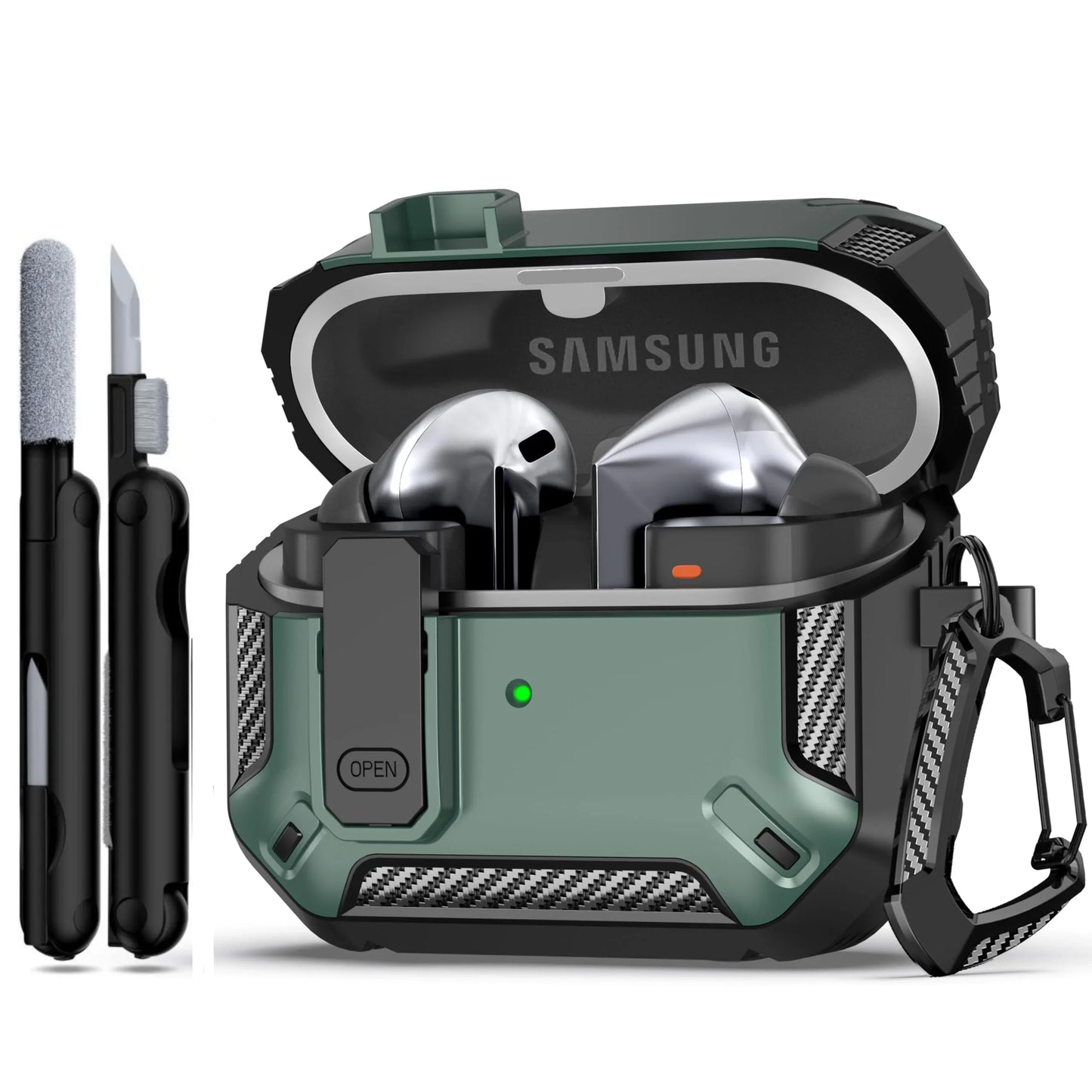 for Samsung Galaxy Buds 3 Pro /Galaxy Buds 3 Carbon Fibre Case with Cleaning kit Security Lock Case for Samsung Galaxy Buds 3Pro