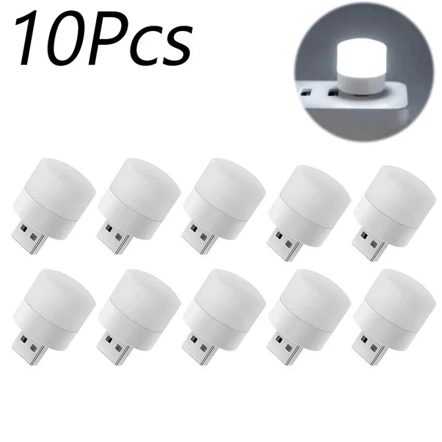 1/10Pcs Mini USB Night Light Warm White Eye Protection Book Reading Light USB Plug Computer Mobile Power Charging LED Night Lamp