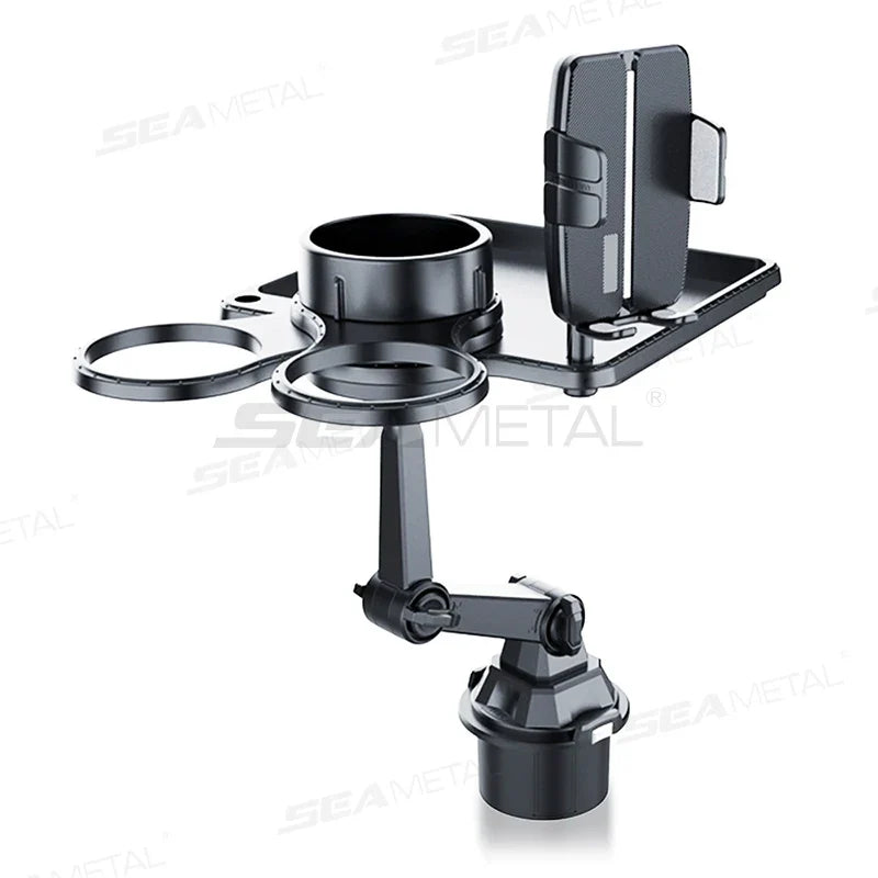 SEAMETAL Car Cup Holder Expander Tray With Dual Cup Holder Organized Table Food Car Tray Portable 360 Adjustable Drink Stand
