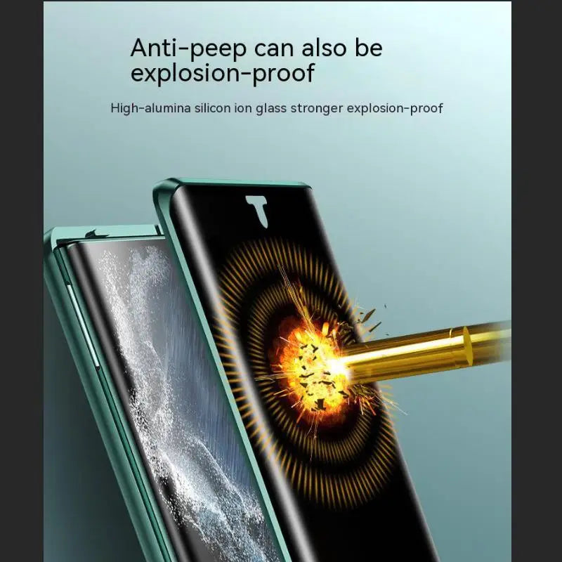 For Samsung Galaxy S23 24 22 25Ultra Case 360°Screen Sealed Anti peeping privacy sunglasses glass Metal Magnetic Ultrathin cover
