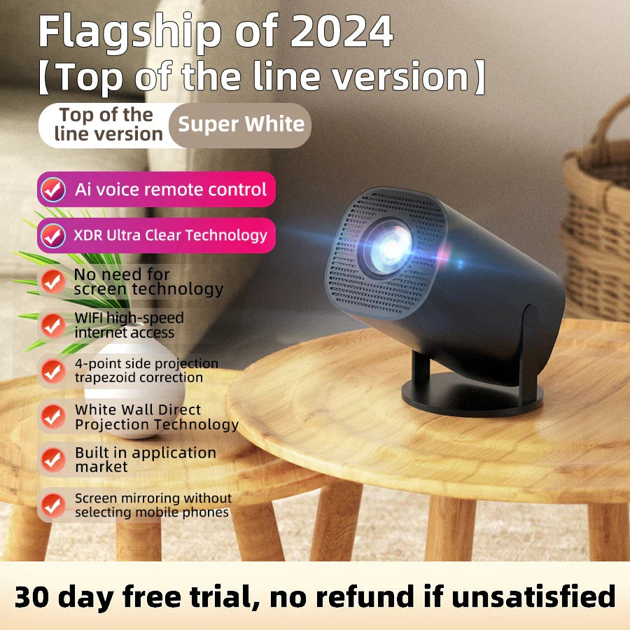 New 5G supports 4K projector, dual WiFi, intelligent P30 angle free adjustment, high chip 1500ANSI 1280 * 720P dual WiFi Bluetoo