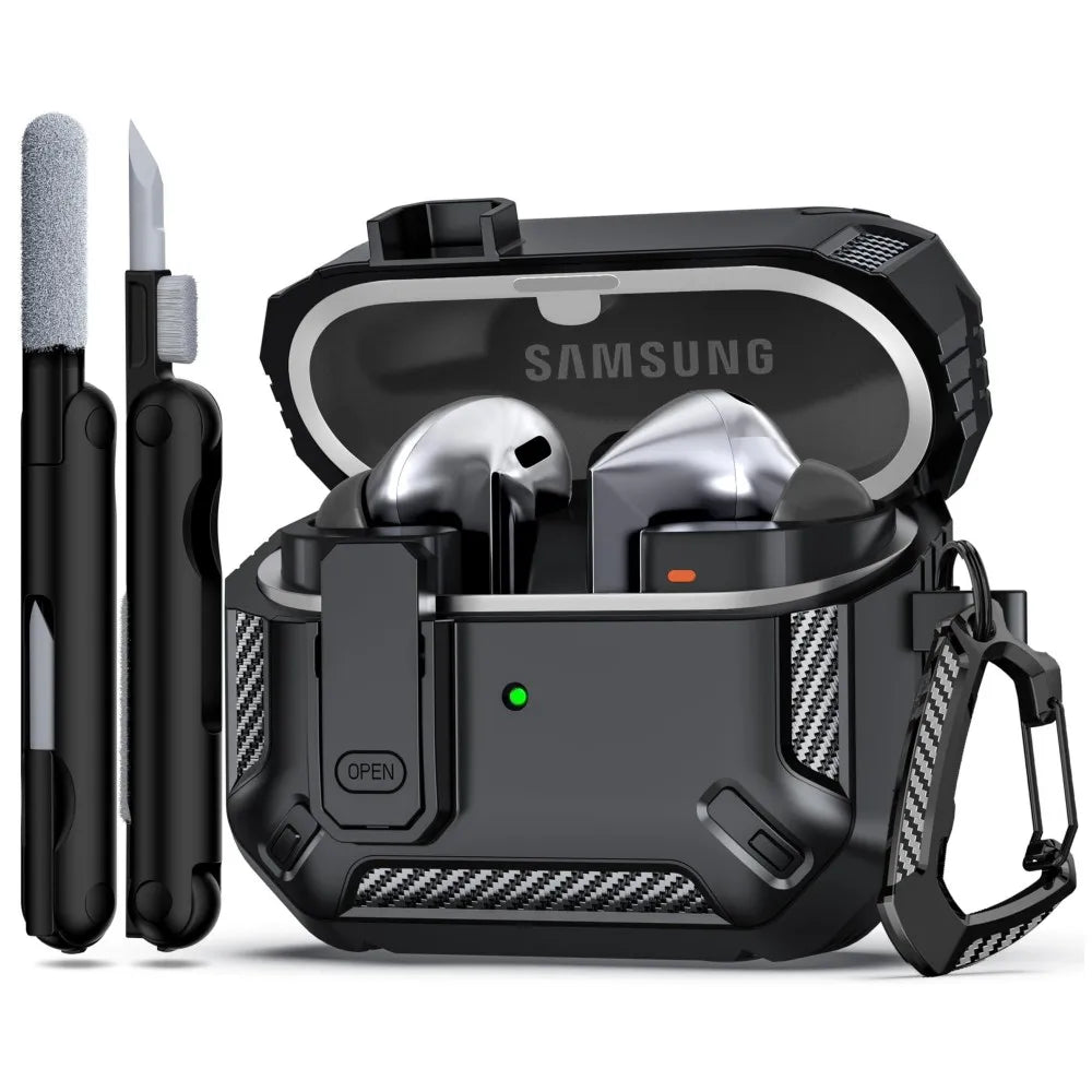 for Samsung Galaxy Buds 3 Pro /Galaxy Buds 3 Carbon Fibre Case with Cleaning kit Security Lock Case for Samsung Galaxy Buds 3Pro