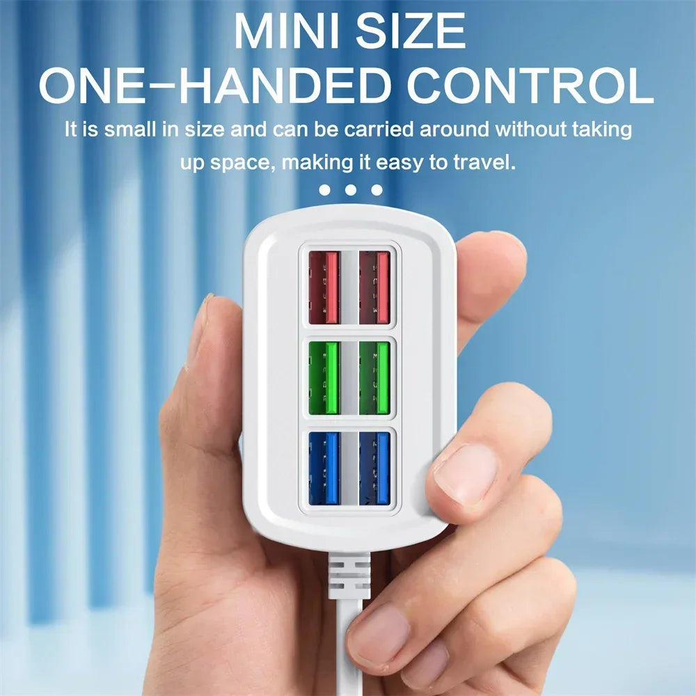 USB Phone Charger Power Strip Multi 6 Ports Universal Adapter Fast Quick Charging Head Socket Wall Charger Socket HUB Splitter