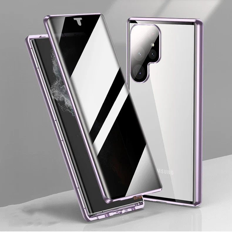 For Samsung Galaxy S23 24 22 25Ultra Case 360°Screen Sealed Anti peeping privacy sunglasses glass Metal Magnetic Ultrathin cover
