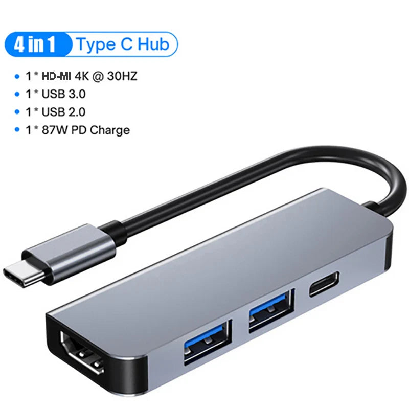 USB C Docking Station PD 100W USB C HUB Type C to HDMI-Compatible Adapter 4K 30Hz VGA RJ45 USB 3.0 HUB USB Splitter for MacBook