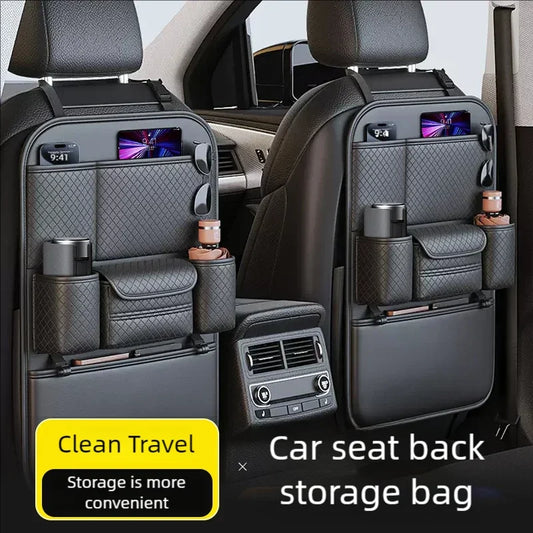 Multi-functional Car Seat Back Organizer High-Capacity Multi-Pocket Backseat Storage Bag Wear-Resistant Anti Kick Mat