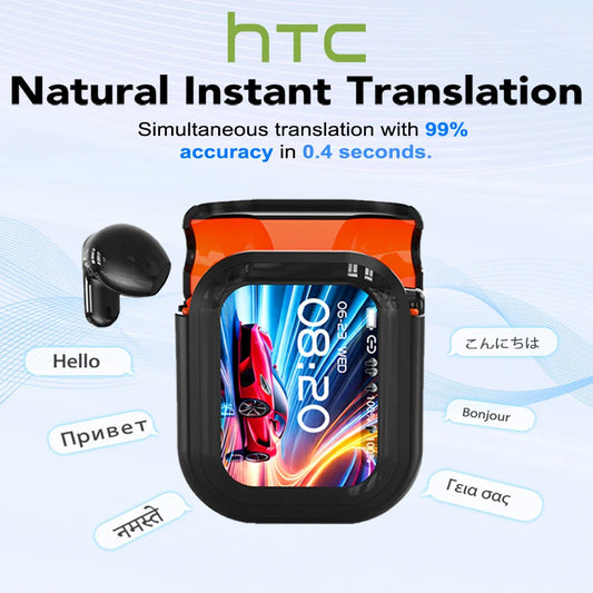 Translator HTC NE20 New Bluetooth 6.0 Wireless Headphones Translation Earphones IPX4 Waterproof Rating Long Battery Life