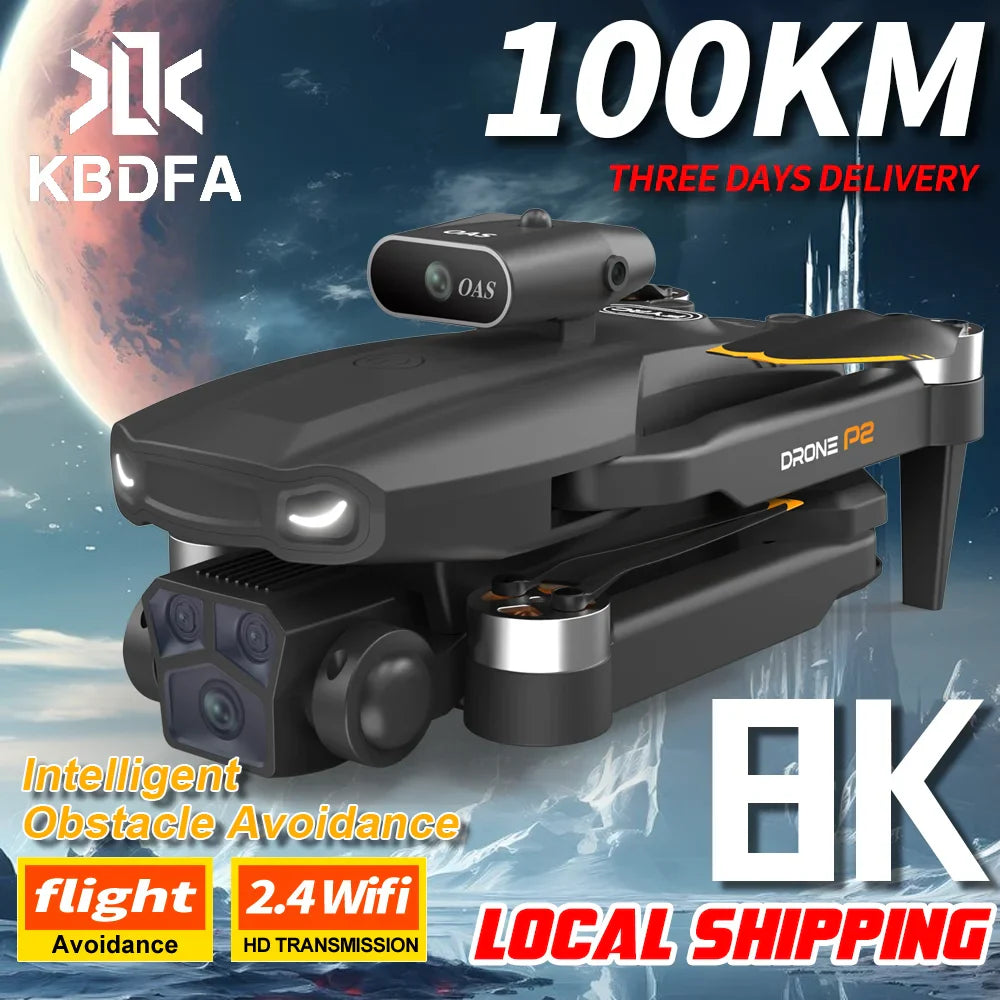 KBDFA P2 RC Drone Profesional Dual HD Camera Aerial Photography FPV Helicopters Obstacle Avoidance Foldable RC Quadcopter Toys