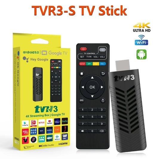 Mini TV Stick 4K Android TV TVR3-S WIith Cortex A53 Wifi 2.4G HDR10 YouTube Remote Control Home Theater Android TV Stick Box