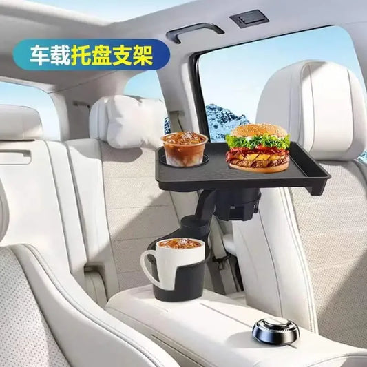 Universal Car Cup Holder Tray With Dual Cup Holder Organized Table Food Car Tray Portable Adjustable Drink Stand