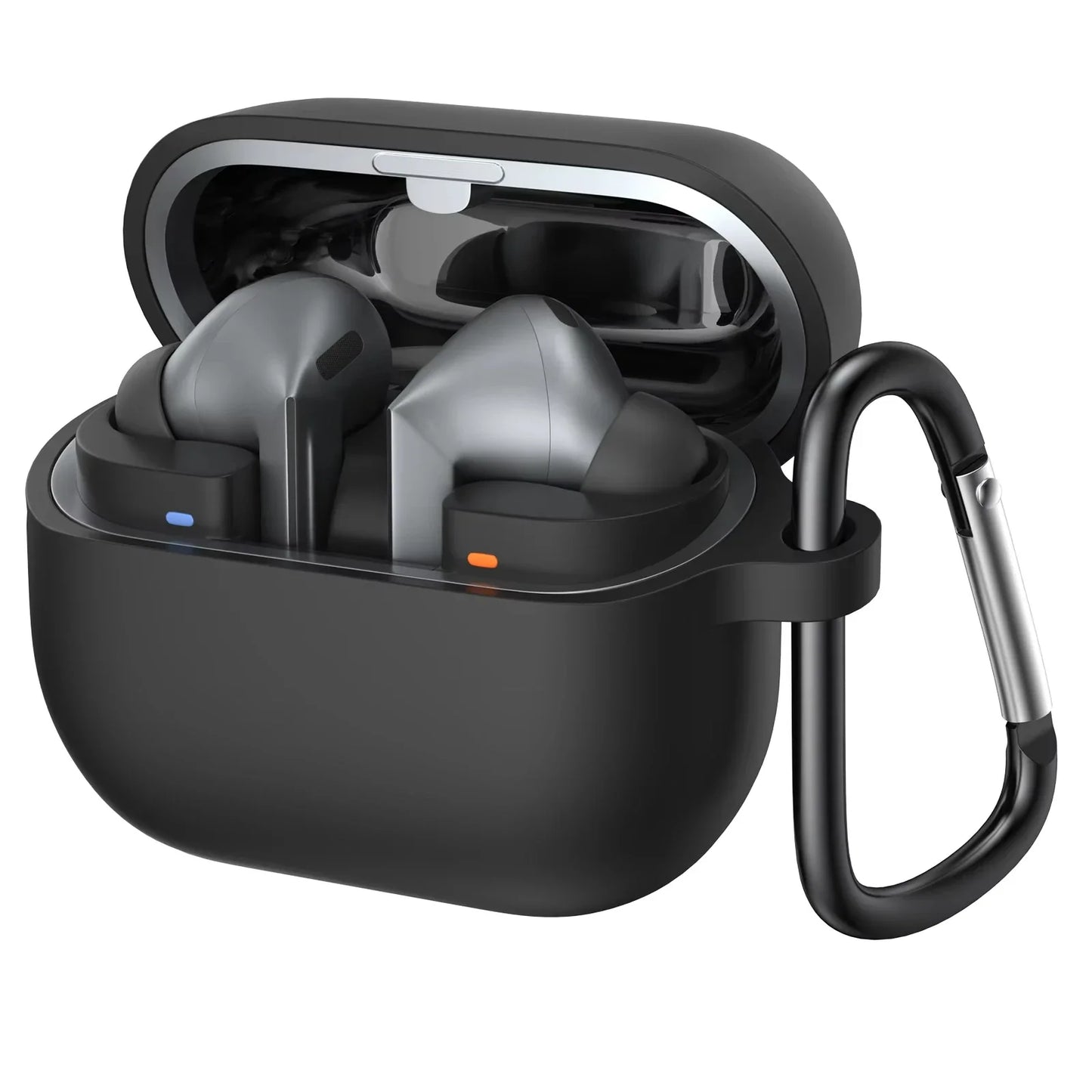 for Samsung Galaxy Buds 3 Pro & Buds 3 Case Cover Soft Silicone Protective Case Accessories with Carabiner for Men Women (Clear)