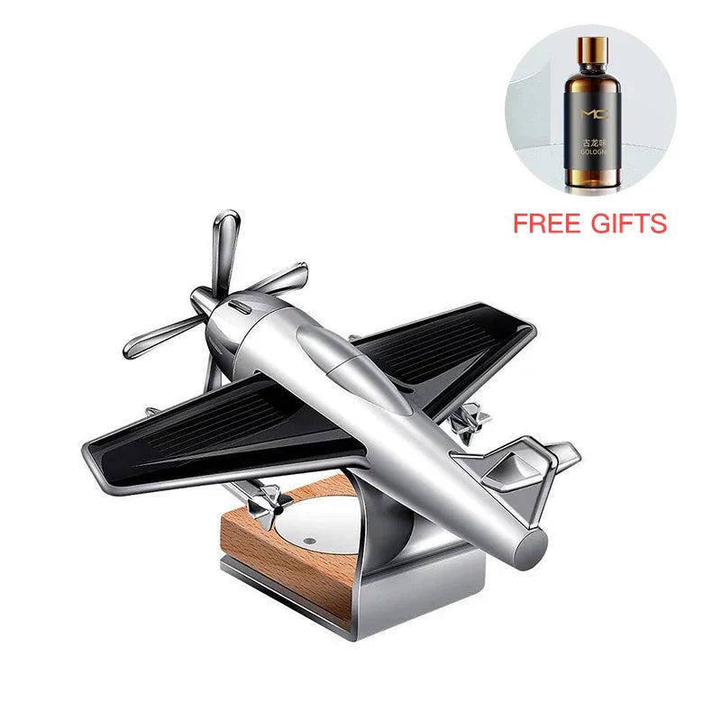 Car Interior Accessories Solar Airplane Model Air Freshener – Dashboard & Center Console Decoration with Rotating Design for Fresh and Stylish Car Atmosphere