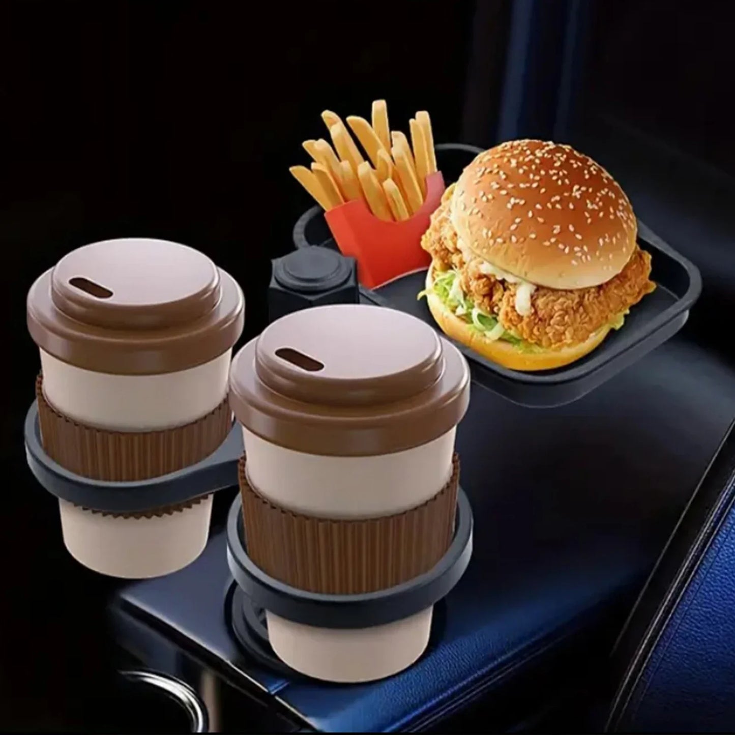 Universal Car Cup Holder Expander Tray 360-Degree Rotation Anti-Shake Food Tray Drink Holder Eating Tray Table for Car Interior