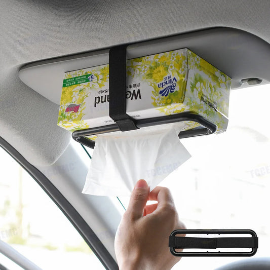 Car Tissue Rack Clip For Car Universal Sun Visor Napkin Box Seat Back Tissue Holder Auto Interior Elastic Hanging Paper Cover
