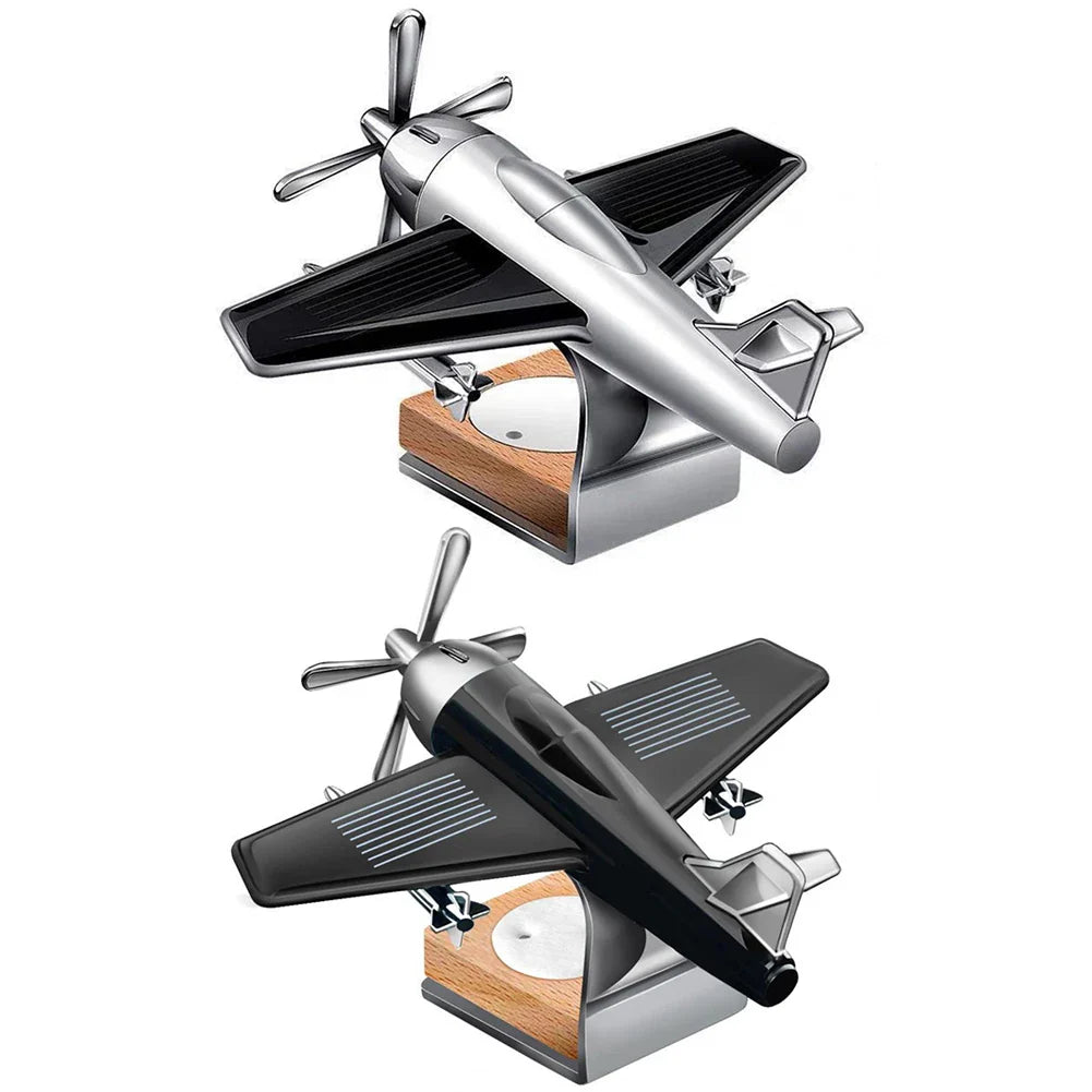 Car Interior Accessories Solar Airplane Model Air Freshener – Dashboard & Center Console Decoration with Rotating Design for Fresh and Stylish Car Atmosphere