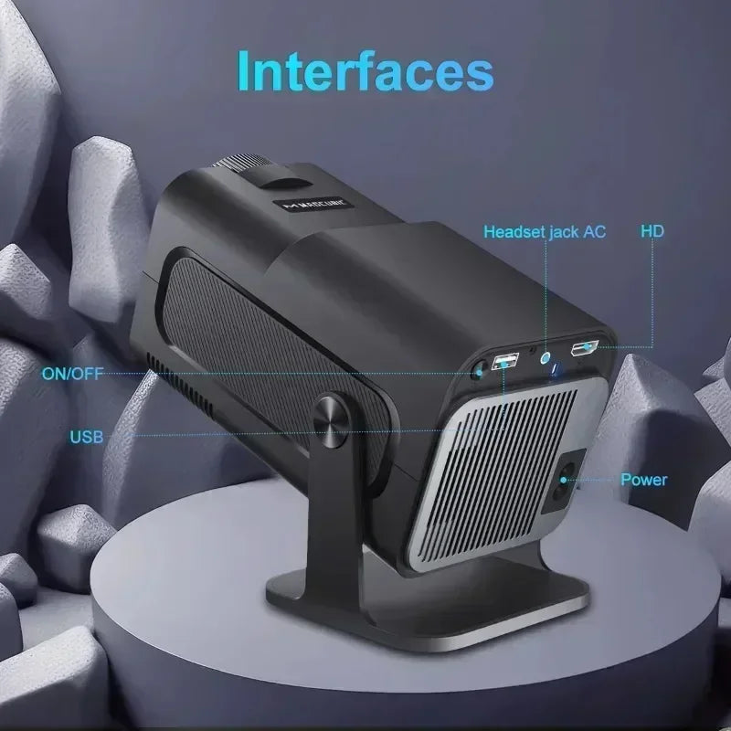 HY320 Mini Newly Native 720P Android 11 4K Projector 300ANSI Wifi6 BT5.0 Cinema Outdoor Portable 180° Rotable Projector
