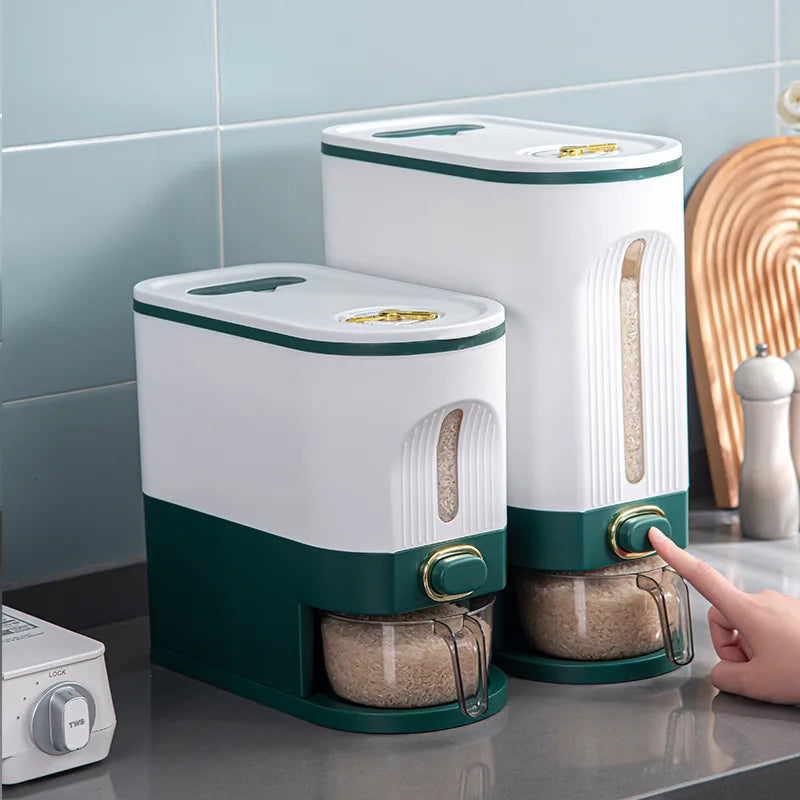 DecorBites™ Large Capacity Rice Dispenser Kitchen Grain Container Moisture Proof Cereal Storage Box