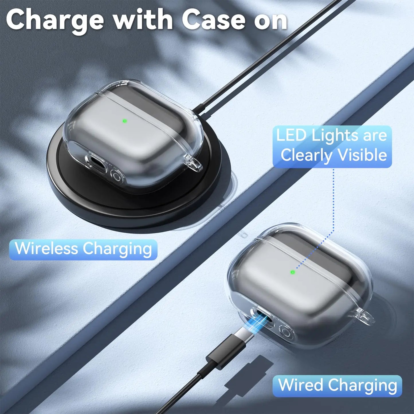 for Samsung Galaxy Buds 3 Pro & Buds 3 Case Cover Soft Silicone Protective Case Accessories with Carabiner for Men Women (Clear)