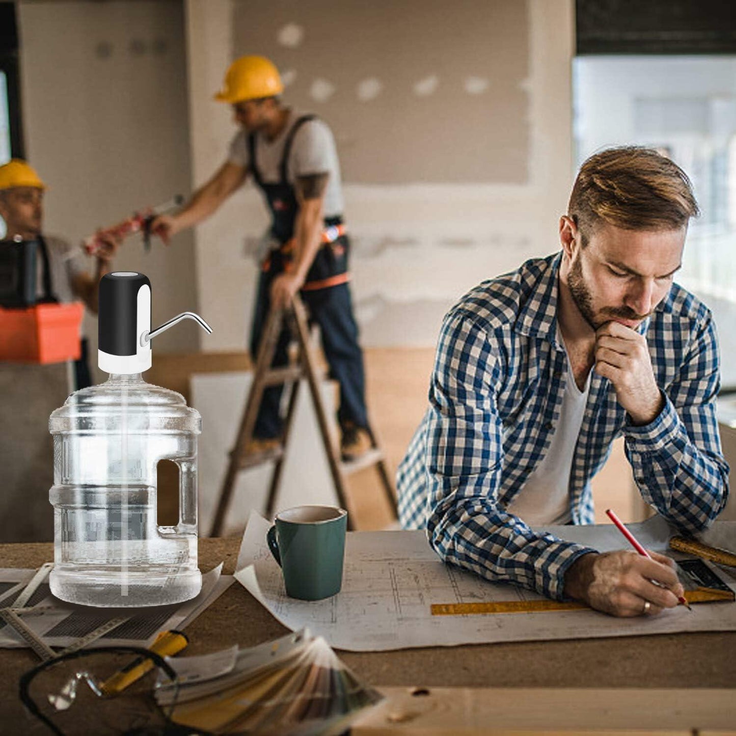 MJIYA 5 Gallon Automatic Water Dispenser USB Charging Switch Black