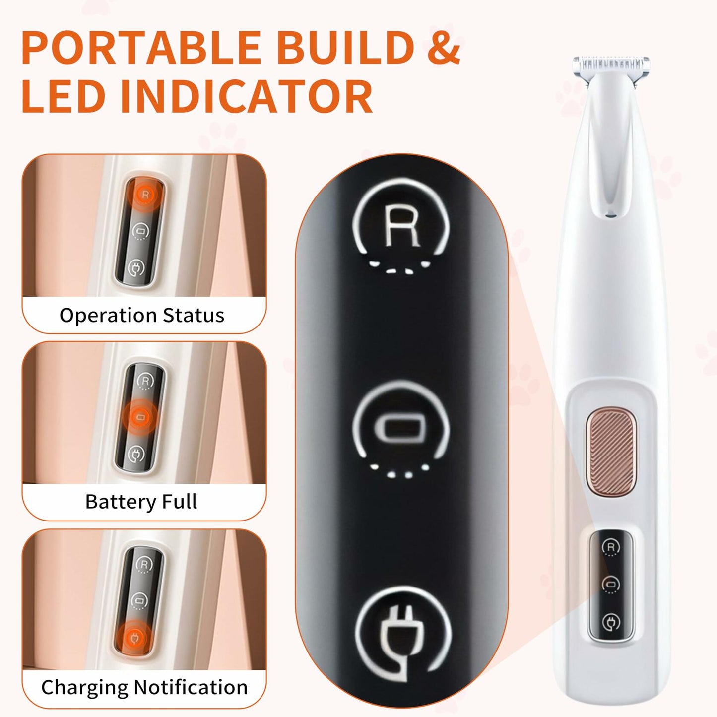 KZOCEM Pet Micro Precision Trimmer LED Light Rechargeable Waterproof Clippers