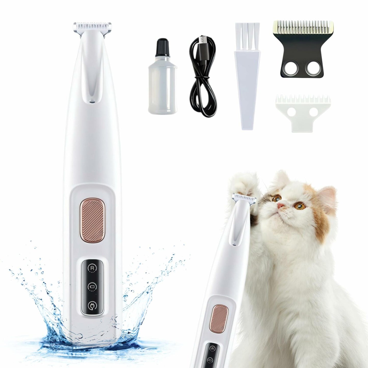 KZOCEM Pet Micro Precision Trimmer LED Light Rechargeable Waterproof Clippers