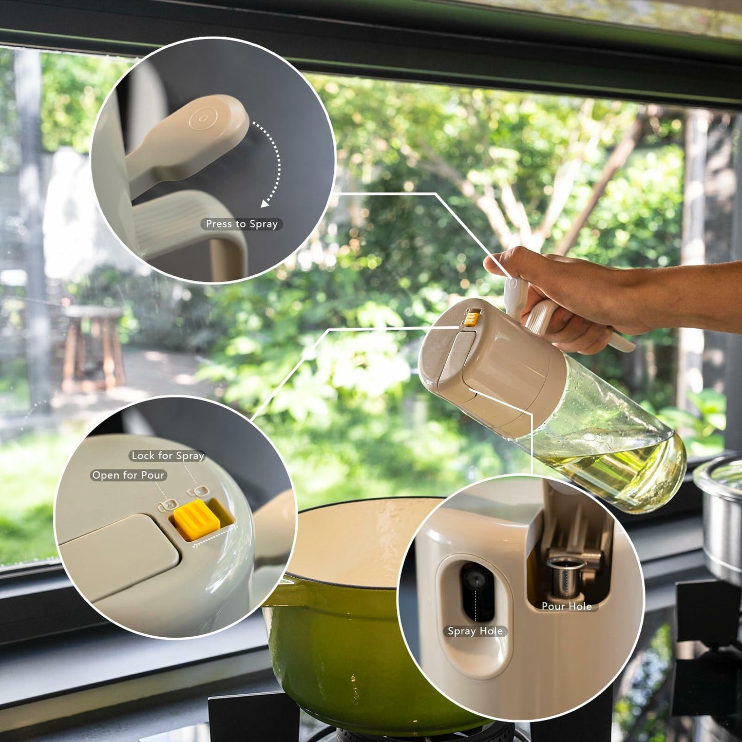 REDANT 2-in-1 Olive Oil Sprayer Kitchen Dispenser Grey 500ml