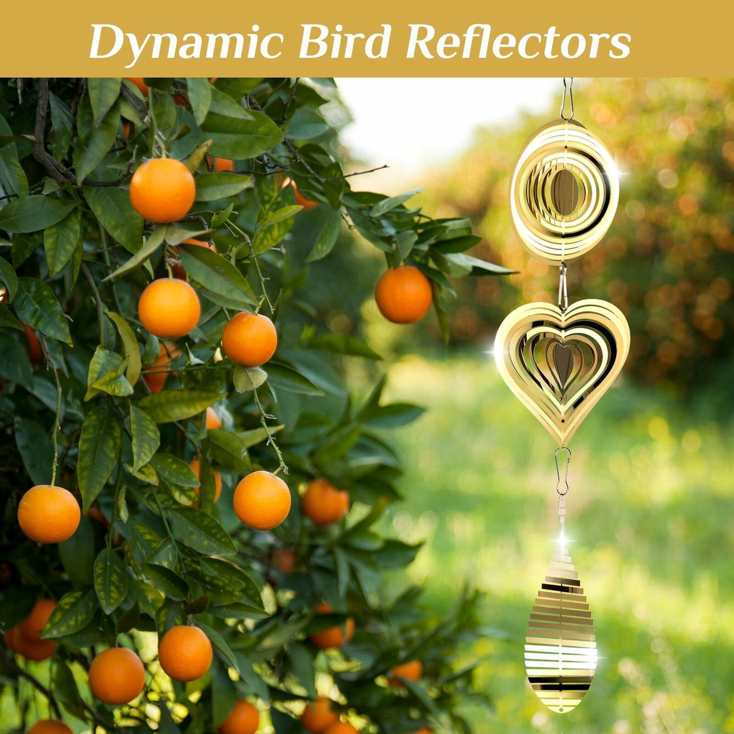 3D Metal Bird Scare Discs Set Double-Sided Reflectors Outdoor Garden Decor