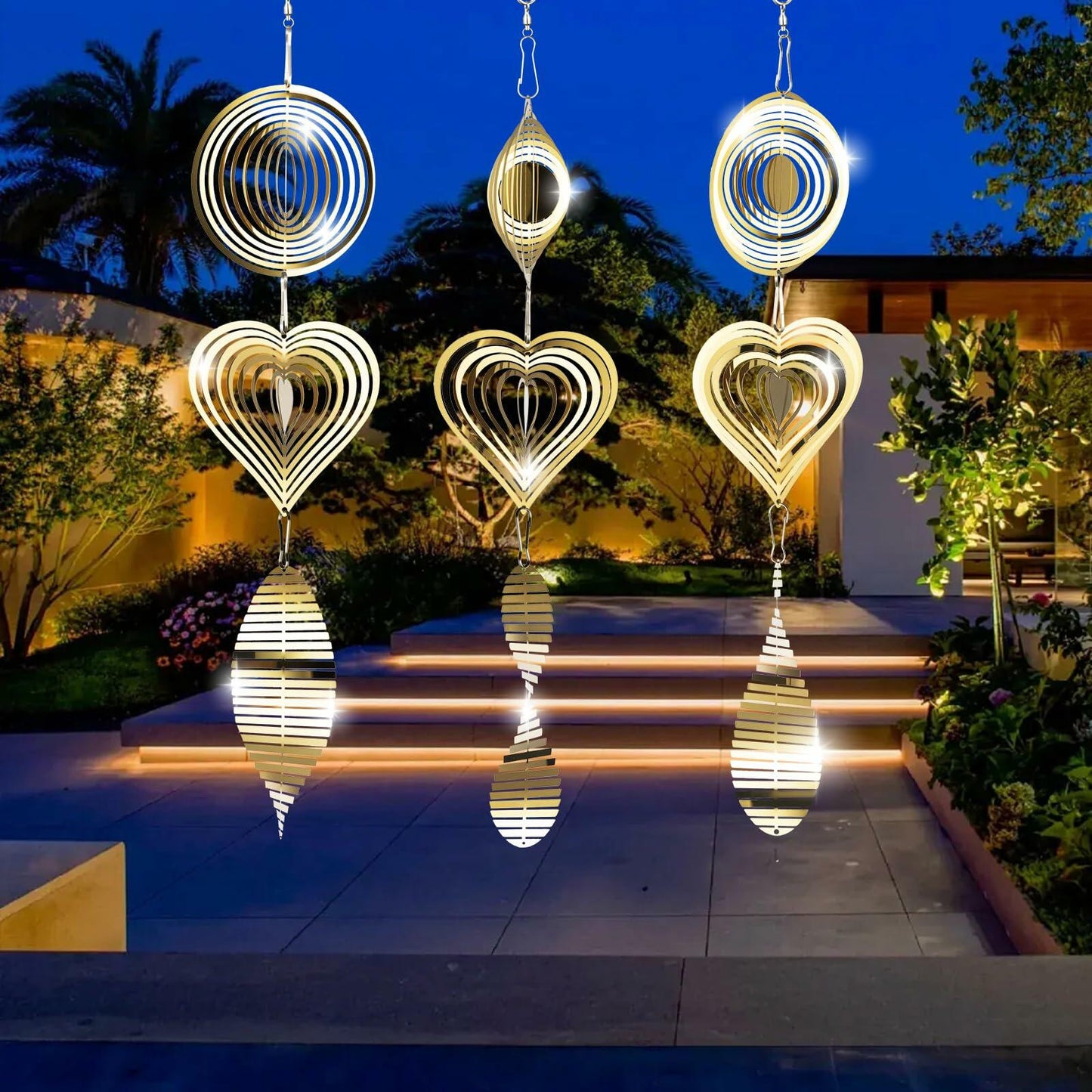 3D Metal Bird Scare Discs Set Double-Sided Reflectors Outdoor Garden Decor