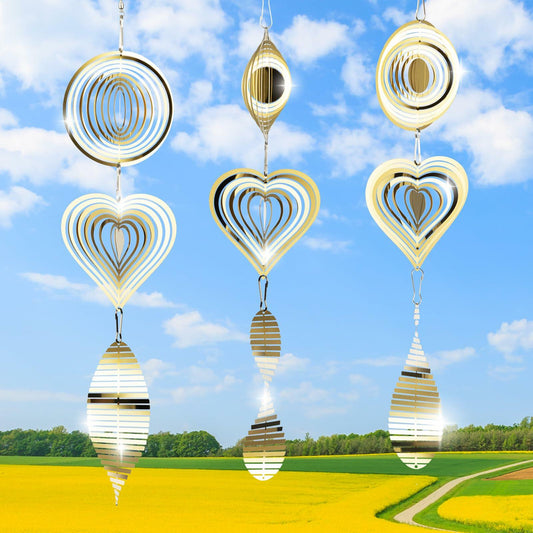 3D Metal Bird Scare Discs Set Double-Sided Reflectors Outdoor Garden Decor