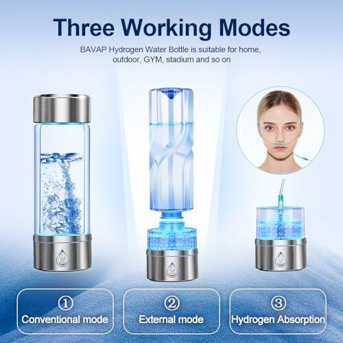 BAVAP Hydrogen Water Bottle Generator 14.1oz Smart Over 2000 ppb