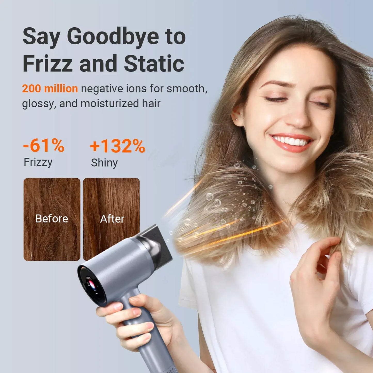 xCool Negative Ions High-Speed Hair Dryer with Thermo-Control, Silver Blue